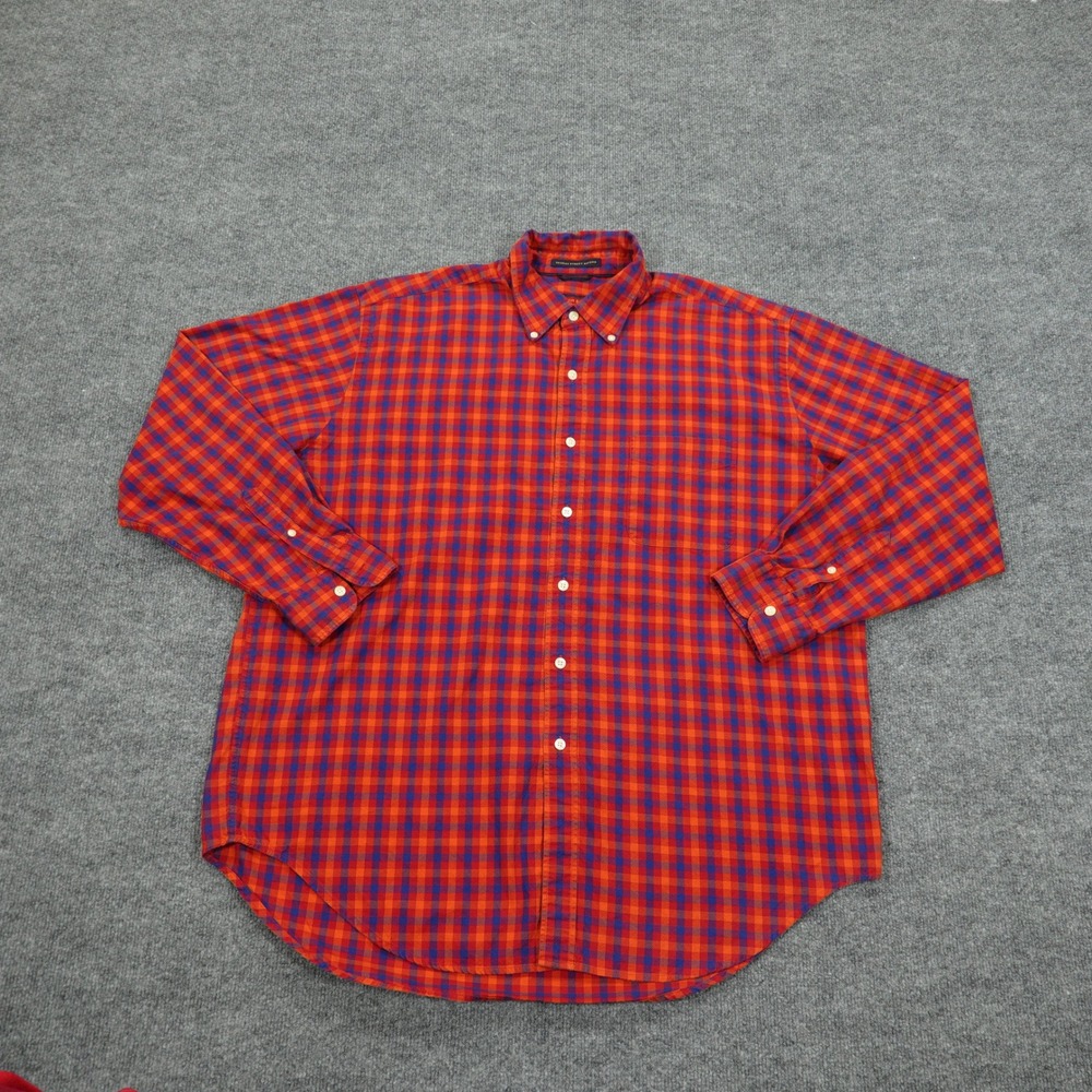 Vintage Austin Reed Shirt Men XL Red Blue Check Regent Street Oxford Long Sleeve